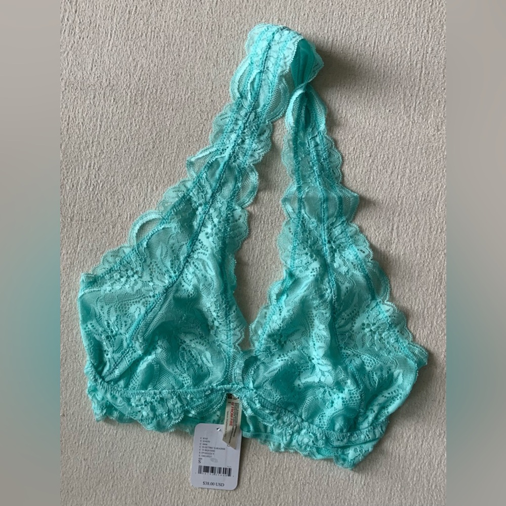 Free People Intimately ~ Last Dance Halter Bralette Electric Paradise/Turquoise - Picture 6 of 11